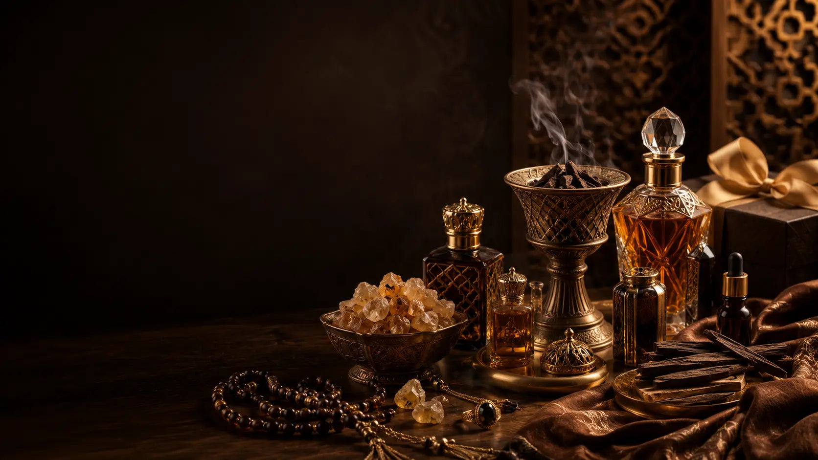 Traditional incense, natural gifts, and perfume display